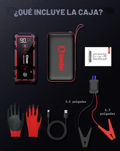 Miniatura 8 de Arrancador de Batería, Arrancador de Batería Portátil, Arrancador de Batería de Coche con 3 Modos de Linterna, Brújula, Banco de Energía y Cable