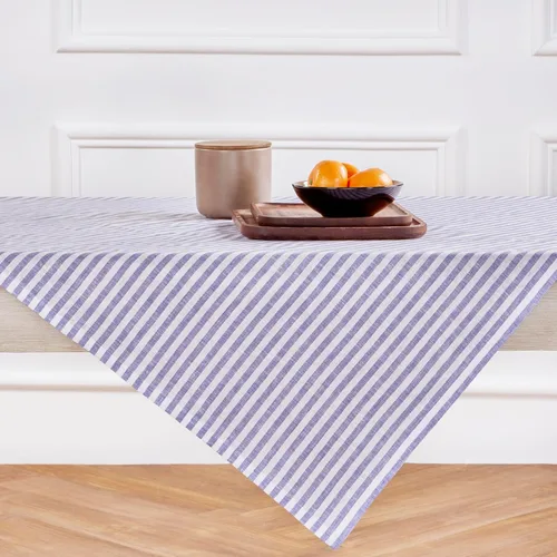Miniatura 59 de Solino Home Mantel de lino a rayas de 52 x 52 pulgadas, mantel cuadrado 100% lino puro natural y blanco, diseño de rayas Amalfi, lavable a máquina