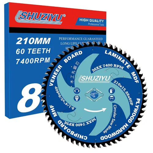 Miniatura 10 de 3-3/8" (85mm)-24T, hoja de sierra circular de trabajo de madera, eje 0.591 in con 3/8"(10mm) Wahser, para laminado, tablero de chapa, madera