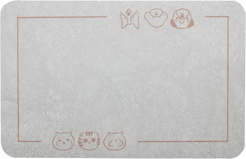 Miniatura 2 de YCT Tapete de comida para mascotas para gatos, parte inferior antideslizante, absorbente, de secado rápido, para perros y gatos, suministros