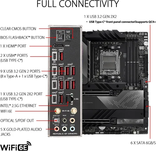Miniatura 5 de ASUS ROG Crosshair X670E Hero AMD X670 AM5 Ryzen™ Desktop 9000 8000 y 7000 ATX Motherboard, 18 + 2 etapas de potencia, PCIe® 5.0, DDR5, 5X ranuras