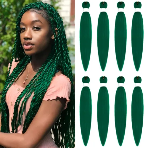Miniatura 27 de 8 paquetes de extensiones preestiradas - 16 pulgadas de cabello trenzado premium, 55G/paquete, sin picazón, fijación en agua caliente, textura Perm