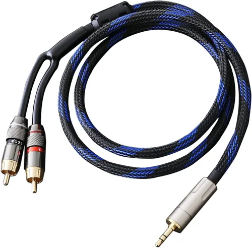 Audiophile - Cable de audio HiFi OFC de 0.138 in macho a 2 RCA macho, cable de audio para conectar un teléfono inteligente, tableta o reproductor de