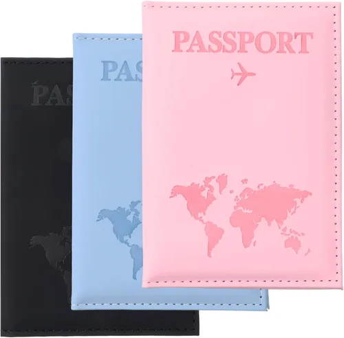 Paquete de 3 fundas para pasaporte, soporte para pasaporte para pasaporte de viaje, funda tipo cartera para mujeres, portatarjetas para libros de