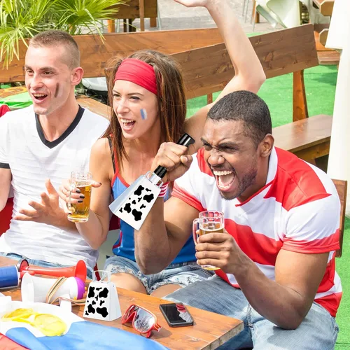 Miniatura 6 de Boao 2 campanas de vaca con asa para hacer ruido, cencerros para eventos deportivos, juegos de fútbol, percusión de mano, animación, campana