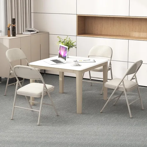 Miniatura 2 de GOFLAME Paquete de 6 sillas plegables, juego de sillas de comedor de tela con asiento acolchado y marco de metal, asiento comercial tapizado