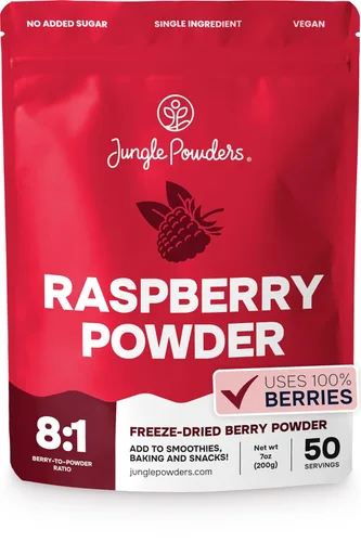 Jungle Powders Polvo de frambuesa liofilizado de 7 onzas, frambuesas liofilizadas en polvo sin azúcar, aditivos, relleno y extracto de superalimento