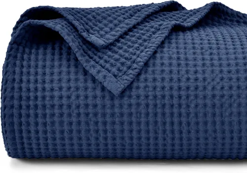 PHF - Manta de punto gofre 100% de algodón tamaño king para cama, cobija ligera transpirable a prueba de engancho, ideal para acolchado en climas