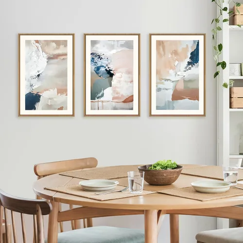 Miniatura 4 de Arte de Pared de Lienzo Enmarcado con Grandes Pinceladas Abstractas, Decoración de Pared Azul Marino Neutro, Pintura de Pared Moderna en Tonos