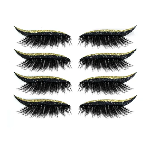 Miniatura 7 de Calcomanías reutilizables para pestañas, color negro, 4 pares, fácil aplicación rápida, impermeable, de larga duración, natural y ligero