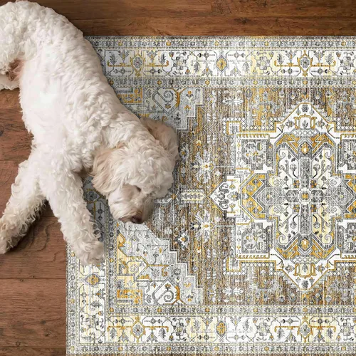 Miniatura 3 de Alfombra lavable para pasillo de 2 x 3: alfombra suave vintage para cocina, baño, lavandería, con respaldo antideslizante, alfombra de piso