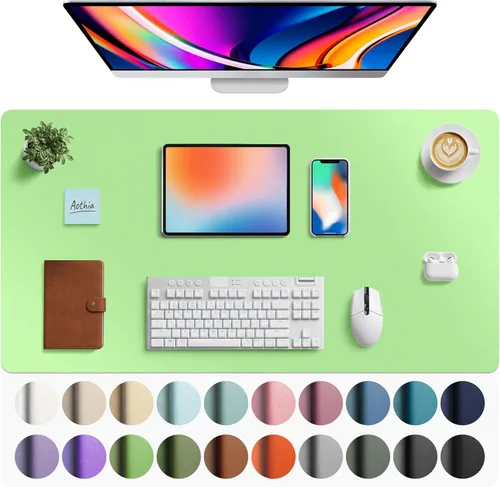 Miniatura 9 de Aothia - Protector de escritorio de cuero sintético, base para mouse, superficie antideslizante e impermeable para escribir y para laptop