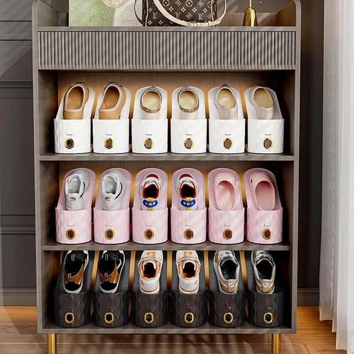Miniatura 6 de Paquete de 15 Organizadores de Ranuras para Zapatos, Apilador de Zapatos Ajustable para Almacenamiento en Closet, Ahorrador de Espacio de Doble