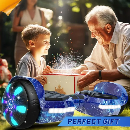 Miniatura 7 de SIMATE Aeropatineta con combinación de accesorios de asiento, 6.5 pulgadas, autoequilibrante, con altavoces Bluetooth y luces LED para niños