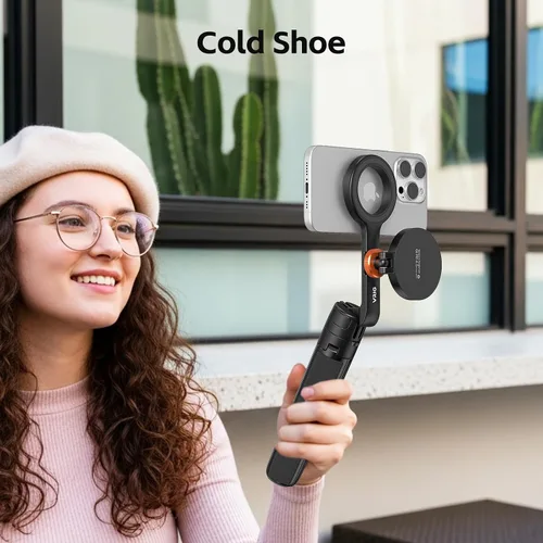 Miniatura 5 de VRIG TP-27 - Trípode magnético para selfie para iPhone con zapata fría, soporte giratorio de 360 grados para teléfono de viaje para grabación