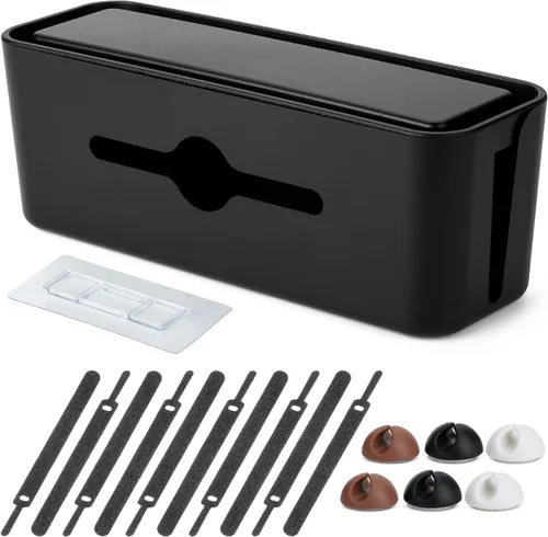 Bates - Caja de gestión de cables, pequeña, caja organizadora de cables, caja organizadora de cables, organizador de caja de cables, caja de gestión