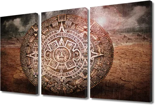 Miniatura 24 de Arte de pared de 3 piezas, pintura en lienzo del Día de los Muertos, Bailarín azteca, impresión sobre lienzo, festival mexicano, obra de arte