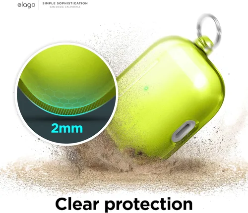 Miniatura 4 de elago Funda transparente con llavero compatible con AirPods 3, cinta de gel incluida, reducción del amarilleo, protección transparente, soporta