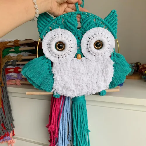 Miniatura 6 de ACEDSGN Tapiz de macramé para colgar en la pared, diseño bohemio hippy, tapiz hecho a mano, decoración de pared para cuarto del bebé, dormitorio