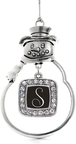 Miniatura 97 de Inspired Silver - Adorno de rodillo de reina - Adorno cuadrado de plata con muñeco de nieve con joyas de circonita cúbica