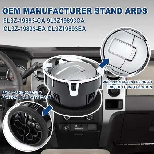 Miniatura 3 de FEXON Rejillas delanteras interiores para salpicadero, calefactor de CA cromado, compatible con Ford F150 F-150 Lobo 9L3Z-19893-CA 2009-2014, 4