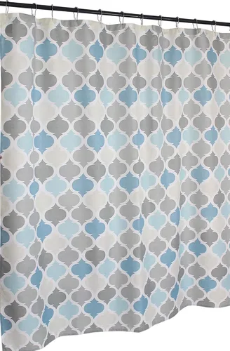 Miniatura 3 de VCNY Home Cortina de ducha universal de tela para baño para hombres o mujeres: tonos apagados de azul y gris (Conrad Multi)