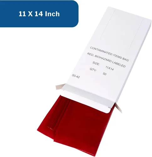 Miniatura 4 de McKesson Bolsa de basura infecciosa, riesgo biológico, fondo sellado con estrellas, rojo, 1.5 mil, 1 a 3 galones, 11 x 14 pulgadas, 50