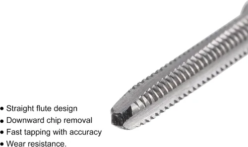 Miniatura 3 de uxcell Macho de fresado de rosca 2-56 UNC, M42 HSS (acero de alta velocidad) sin recubrimiento 3 flautas rectas Máquina Tornillo roscado Macho 2B