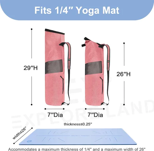 Miniatura 2 de Explore Land Bolsa de almacenamiento para esterilla de yoga Oxford con ventana de malla transpirable y bolsillos grandes
