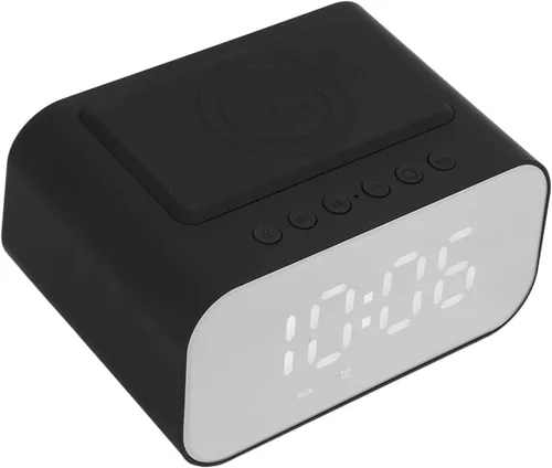 Miniatura 3 de Yunseity Altavoz Bluetooth con reloj despertador, cargador de carga rápida de 15 W, radio FM, temporizador de sueño, 3 niveles de brillo ajustable