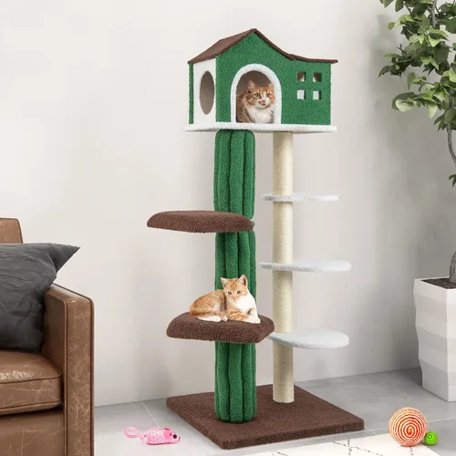 Miniatura 2 de Tangkula Árbol alto para gatos de interior, torre moderna de 7 niveles y 61 pulgadas con postes rascadores de sisal, condominio superior, tela