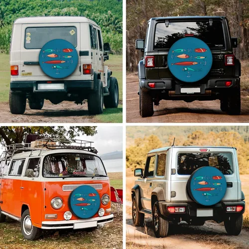 Miniatura 3 de Fundas de neumáticos de repuesto para remolques de caravana, juego de cebo de peces, resistente a la intemperie, a prueba de polvo, universales