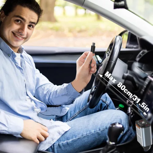 Miniatura 6 de Adaptador Bluetooth 5.3 para automóvil, transmisor FM cargador de coche Bluetooth, cargador de coche retráctil 4 en 1, adaptador de carga rápida USB