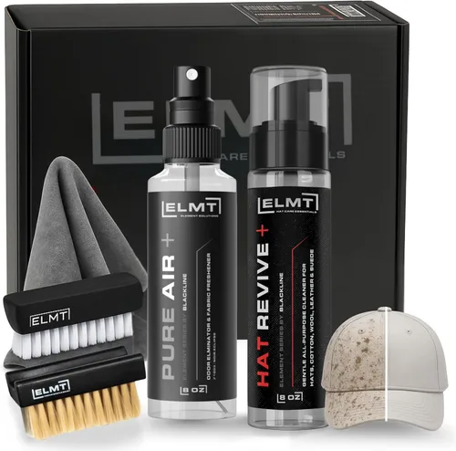 Blackline ELMT Hat Cleaning Kit — 5-in-1 Hat Cleaner for Baseball Caps, Cotton, Wool — Quick-Drying, US-Made, Cleans 50+ Hats