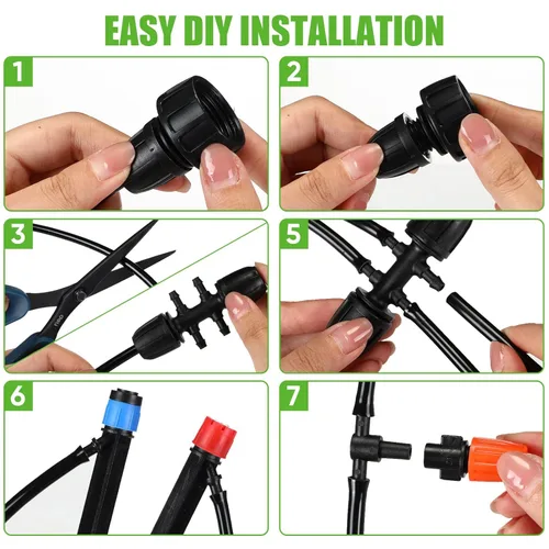 Miniatura 4 de Yaomiao Kit de sistema de riego por goteo de 394 pies, manguera de 1/2 pulgada, tubo de distribución de 1/4 pulgadas, emisores de goteo, boquilla