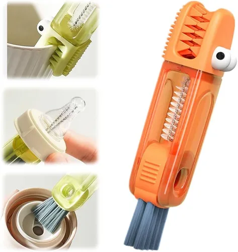 Miniatura 13 de Limpiador de Tapas de Tazas Multifuncional 3 en 1 - Juego de Cepillos de Limpieza para Hendiduras para Espacios Estrechos, Biberones y Más - A3