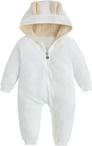 Miniatura 88 de Simplee Kids Enterizo con diseño de conejo de Pascua con capucha, para bebé, overol con cremallera y orejas largas