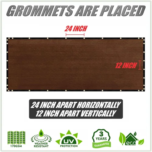 Miniatura 4 de ColourTree - Panel de valla de privacidad de tamaño personalizado, color marrón, 5 x 1 pies, grado comercial, 170 GSM, resistente, bridas