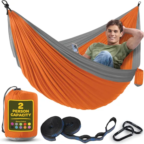 Miniatura 13 de Hamaca Duradera con Capacidad de 500 lb, Silla Hamaca de Camping de Nylon - Tamaños Doble o Individual con Correas para Árboles y Bolsa de Verde