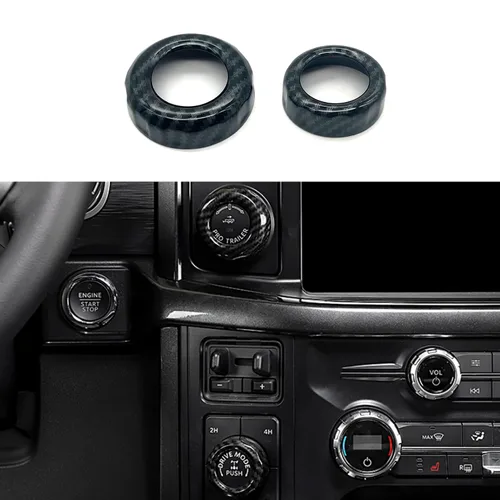 Keptrim Para Ford F-150 de fibra de carbono ABS 2021, 2022, 2023, 2024, 2025, interruptor de aire acondicionado, 2 piezas