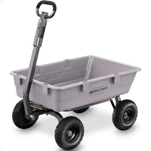 Miniatura 11 de Gorilla Carts Poly Garden Carro Volquete, Contenedor de 4 Pies Cúbicos, Capacidad de Transporte de 600 Libras, Verde – Vagón Utilitario de Servicio
