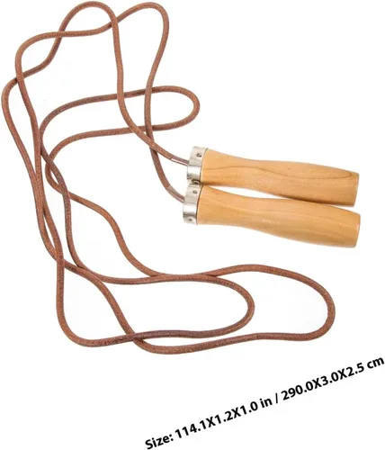 Miniatura 2 de NOLITOY Weighted Leather Jump Rope with Smooth Wooden Handles Indoor Outdoor Fitness Skipping Rope for Physical Education and Strength Training
