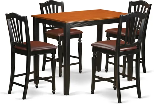 Miniatura 14 de East West Furniture YACH3-BLK-C - Juego de mesa de comedor de 3 piezas de altura para mostrador de cocina contiene una mesa de comedor rectangular