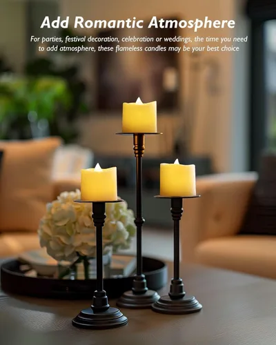 Miniatura 3 de Homemory - Paquete de 24 velas votivas LED sin llama con temporizador, luz de té de larga duración, funcionamiento a pila con temporizadores, ciclo