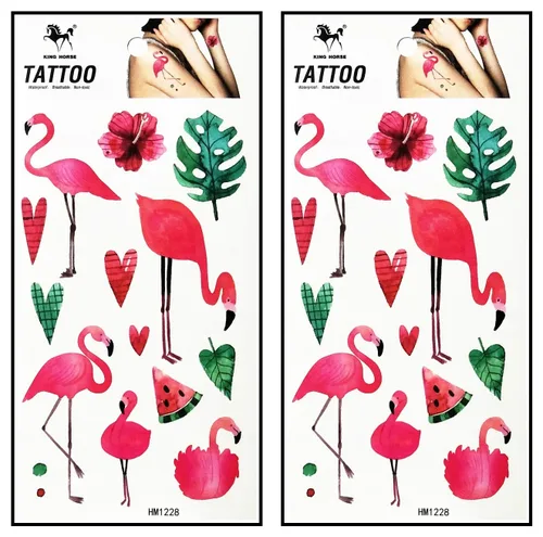 Miniatura 10 de Tatuajes de 2 hojas coloridas y hermosas flores de orquídea de jazmín rosa, temporales, tatuajes falsos de fantasía, moda para mujeres, pintura