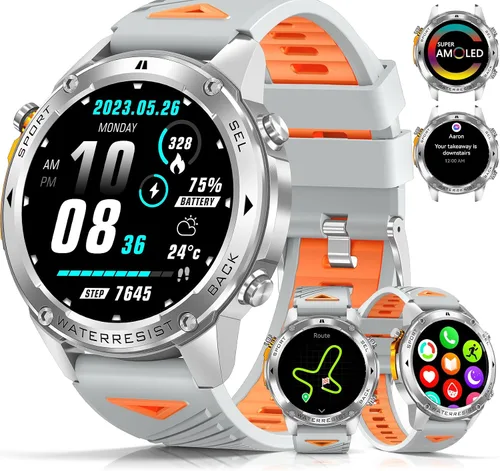 Miniatura 10 de Military Smart Watch for Men with GPS, 1.43" AMOLED Smart Watch with Bluetooth Call, 5ATM Waterproof, 170+ Sports Modes, 700mAh Heart Black