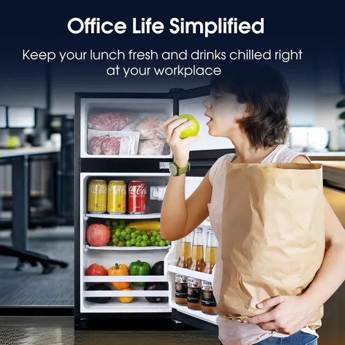 Miniatura 7 de Anypro Refrigerador de 2.9 pies cúbicos con congelador, refrigerador de doble puerta con control de temperatura de 7 niveles, luz LED, estantes