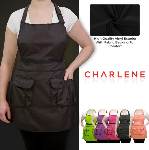 Miniatura 6 de CHARLENE Courtney Convertible Zip Delantal #9044 Frambuesa/Negro