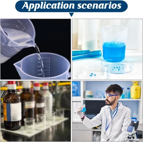 Miniatura 7 de 6 vasos de plástico de laboratorio de 3.4 fl oz, tazas medidoras transparentes con escala graduada y boquilla de vertido para experimentos