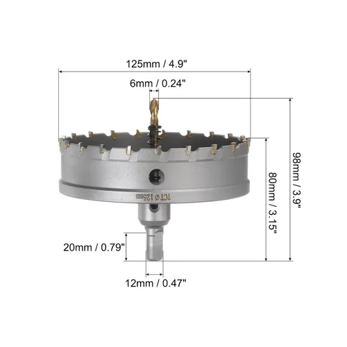 Miniatura 2 de HARFINGTON Cortador de carburo de sierra de agujero de metal de 0.472 in / 0.47 pulgadas de diámetro para acero inoxidable, metal, aleación